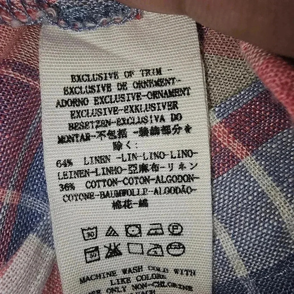 Free People Boho,Plaid/Lace Open Back Cottagecore Batwing Blouse XS - Picture 11 of 12